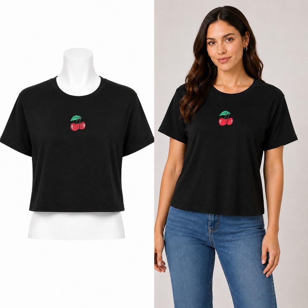 Rebellious One Crop Top Size Medium Black Cherry Graphic Short Sleeve Cotton Tee